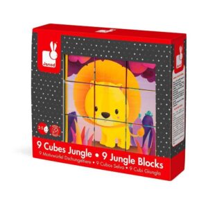 Puzzle de cubos de animales de la selva, hay 6 diferentes uno por cada lado del cubo