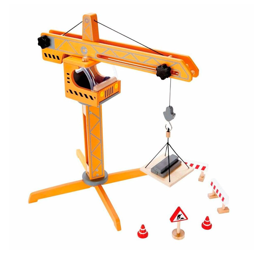 Grua de madera Grua grande de madera amarilla de Hape