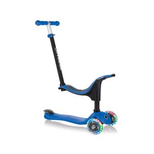 Patinete globber azul con ruedas con luces