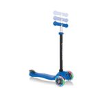 Patinete triciclo con asiento globber azul con ruedas con luces