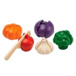 Surtido de verduras vegetales Plan toys con velcro y cuchillo de madera