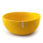 cesta redonda de yute amarilla