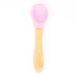 cuchara de bambú y silicona rosa
