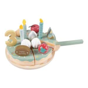 Tarta de cumpleaños de madera con números y velas Little Dutch