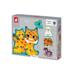 5 puzzles evolutivos de animales de 2, 3, 4, 5 y 6 piezas