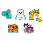 5 puzzles evolutivos de animales de 2, 3, 4, 5 y 6 piezas