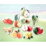10 Imanes de bambú Frutas nowordbooks