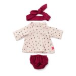 conjunto de camisa y braguita y cinta para la cabeza granate para muñecos de 38 centímetros