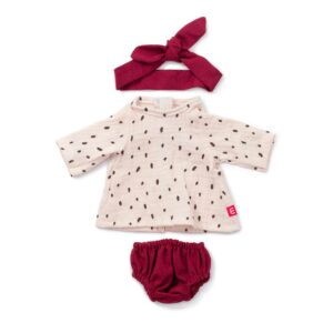 conjunto de camisa y braguita y cinta para la cabeza granate para muñecos de 38 centímetros