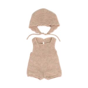 conjunto de punto rosa de pelele y gorro para muñecos de 38 centímetros