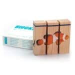3 bloques de madera para formar 4 puzzles sencillos de animales marinos
