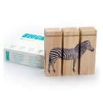 3 bloques de madera para formar 4 puzzles sencillos de animales salvajes