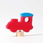Locomotora roja figura de madera decorativa