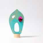 casita de hojas azules figura decorativa de madera