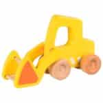 excavadora de madera con pala cargadora colore amarilla de 18 cm.
