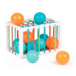 caja de gomas con bolas de colores con sonido