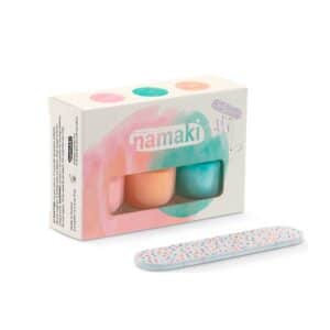 pack de 3 pintauñas delicias de verano, rosa caramelo, verde agua, melocotón