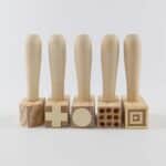 5 martillos de madera con relieves por ambos lados para plastilina