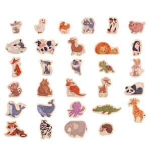 surtido de 30 imanes de animales magnéticos de madera