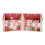 Casa de muñecas de madera rosa portable Little Dutch