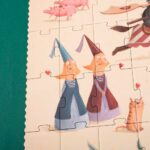puzzle I´m a knight 100 piezas con ilustraciones en un tono de humos en un castillo medieval de la marca Londji