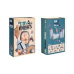 puzzle I´m a knight 100 piezas con ilustraciones en un tono de humos en un castillo medieval de la marca Londji