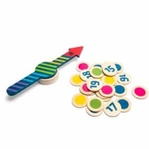 flecha gigante de madera con marcadores de números y colores multijuego