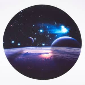 portada de Vinilo para mini mundos temática espacio