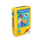 Tangram de madera en caja de metal