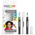 Pack de 3 rotuladores de maquillaje Monocromo Snazaroo. Dos rotuladores negros y uno blanco
