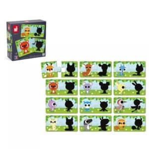 12 puzzles los animales del bosque y sus sombras y su caja al lado