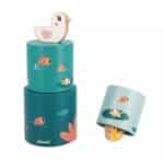 Cubos apilables con figuras de madera de pajaritos de la Janod Box, set de 4 juguetes a partir de 12 meses