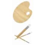 Kit artístico de 6 pinceles y paleta de artista. Se ven 3 de los pinceles