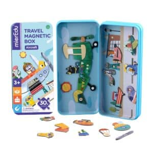Puzzle magnético mis viajes, aviones caja abierta y cerrada y piezas fuera