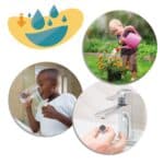 Tarjetas con ejemplos de reducir el consumo de agua del juego Las 3R: Reduce, Reutiliza y Recicla