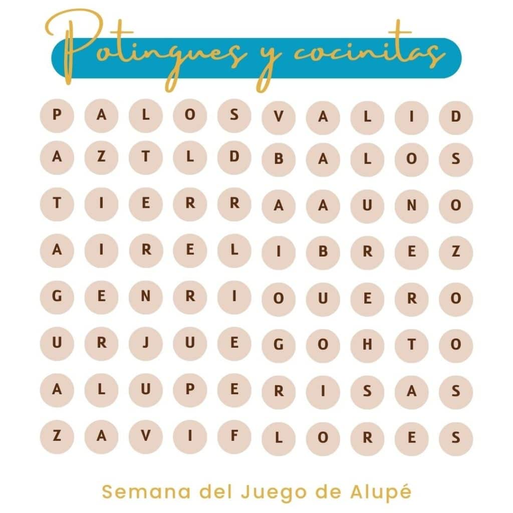 sopa de letras prueba 1 semana del juego sorteo cocinita exterrio hape