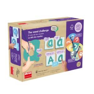 El reto de las vocales, juego manipulativo caja