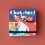 Cluck, cluck! The fox! versión mini, juego cooperativo caja sobre fondo rojo