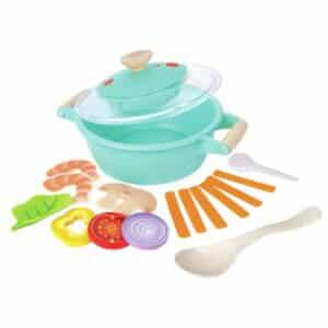 Juego de cocina Little chef, olla con vapor con los ingredientes fuera