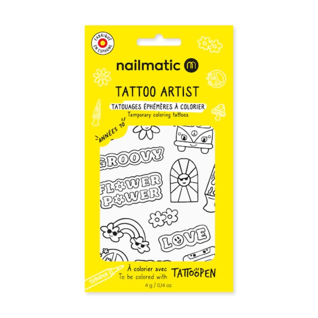 12 tatuajes temporales para colorear 70s 12 tatuajes temporales para colorear 70s