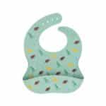 Babero de silicona verde con bolsillo Dinosaurios, foto de producto