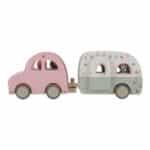 Coche y caravana vintage de madera Little Dutch vista lateral