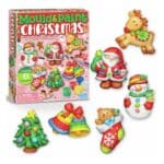 Caja y figuras hechas con Moldea y pinta imanes y broches de escayola Navidad