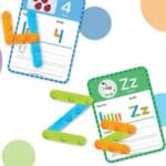 Tarjetas y piezas del Set de clase con piezas para construir letras y números