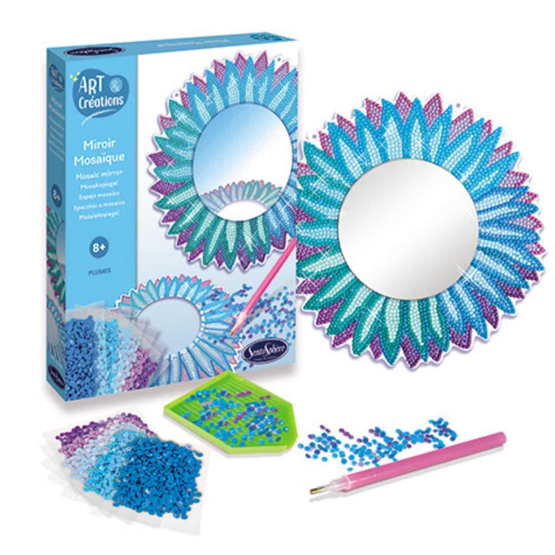 Arte con diamantes para crear tu espejo de plumas Arte con diamantes para crear tu espejo de plumas caja y contenido