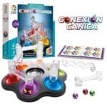 Caja y contenido de Conexión canica, juego de lógica