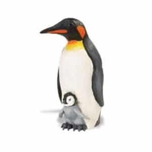 Figura realista de un pingüino emperador con cría de mundo Safari