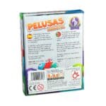 Trasera de la caja de Pelusas, juego de estrategia de cartas