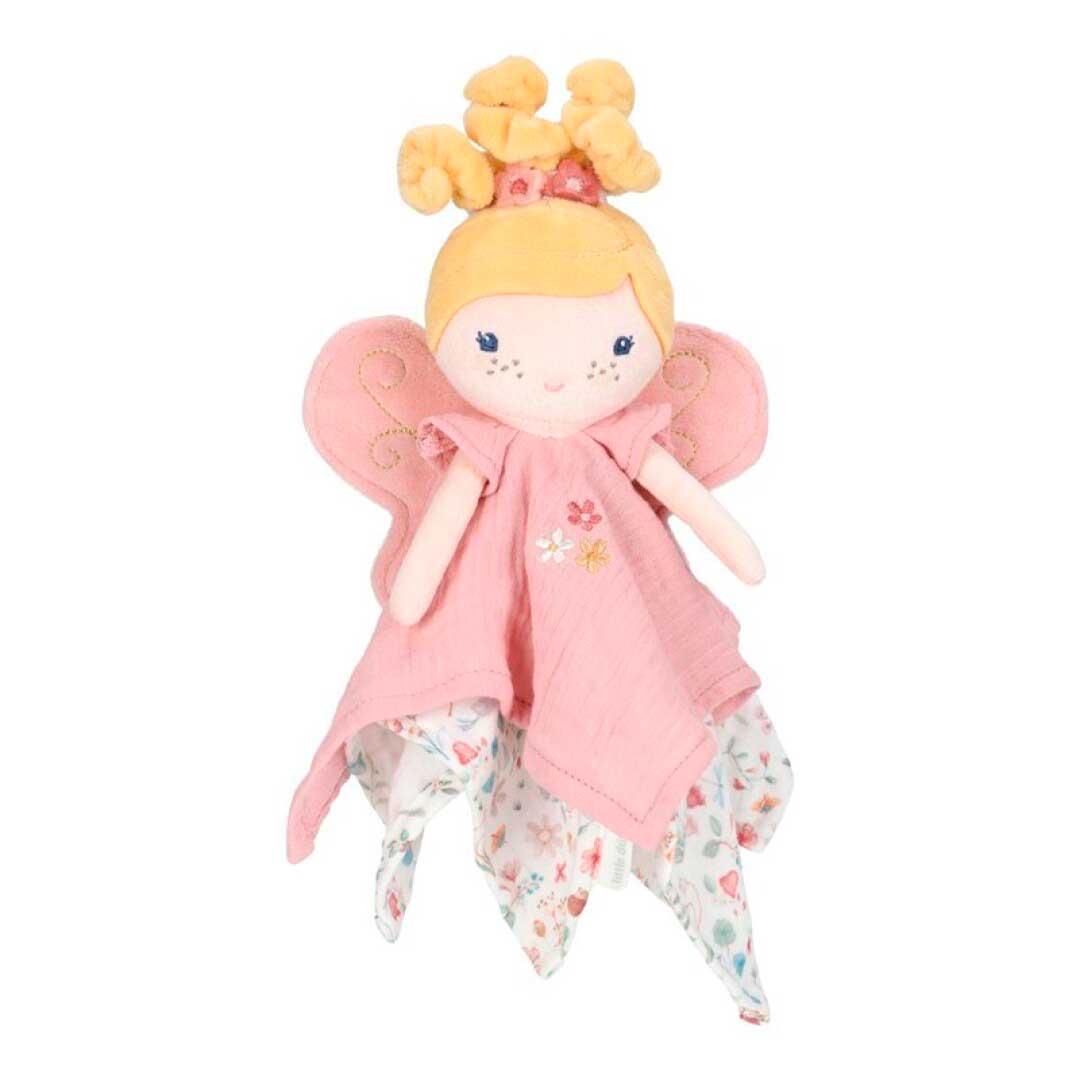Doudou hada Mila Fairy Garden de Little Dutch imagen de portada de el Doudou hada Mila Fairy Garden con su vestido rosa y sus alas rosas también