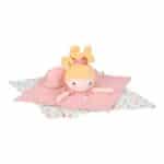 imagen del Doudou hada Mila Fairy Garden abierto sobre el suelo donde se aprecian lo detalles de las telas